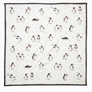 Kate Spade Penguin Print White and Black Blanket